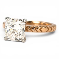 Rose Gold and Platinum 1.62 Carat GIA Natural Cushion Cut Diamond Solitaire