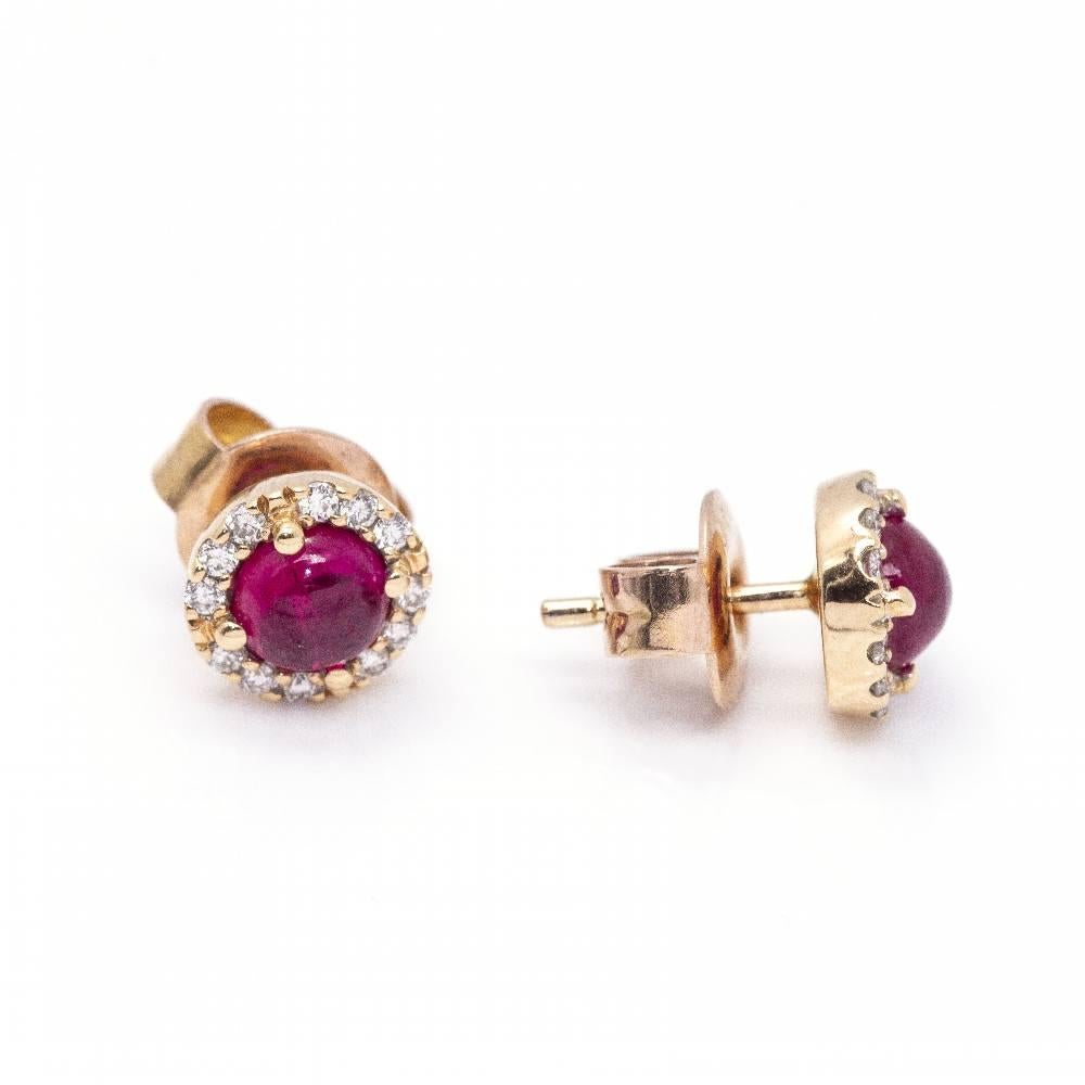 Women's Rose Gold and Ruby Earrings For Sale