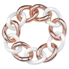 Rose Gold and White Ceramic M Link Size - FASHION GROUMETTE Collection*