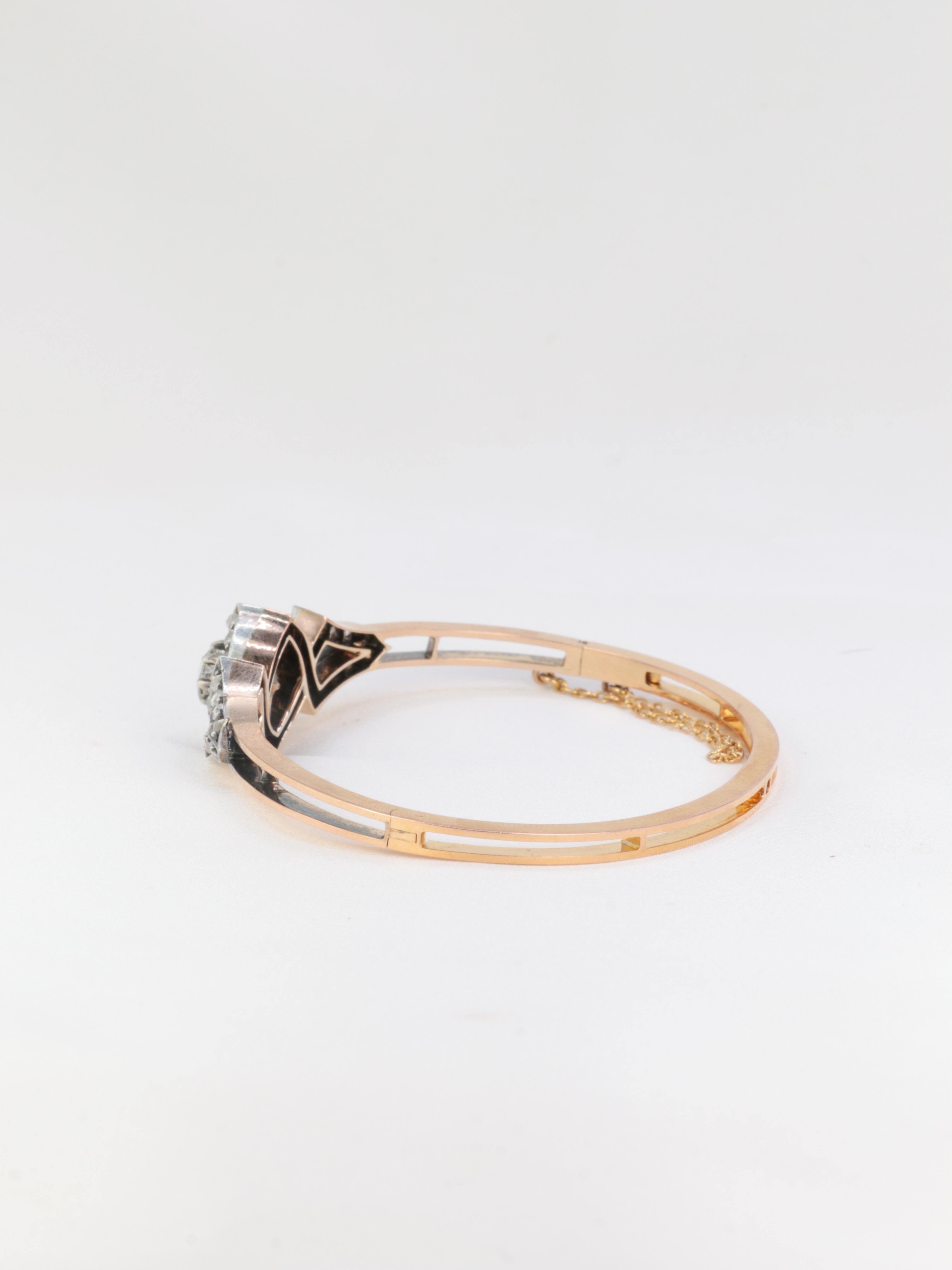 Bracelet en or rose serti de diamants de taille ancienne, fin du 19e siècle  en vente 6