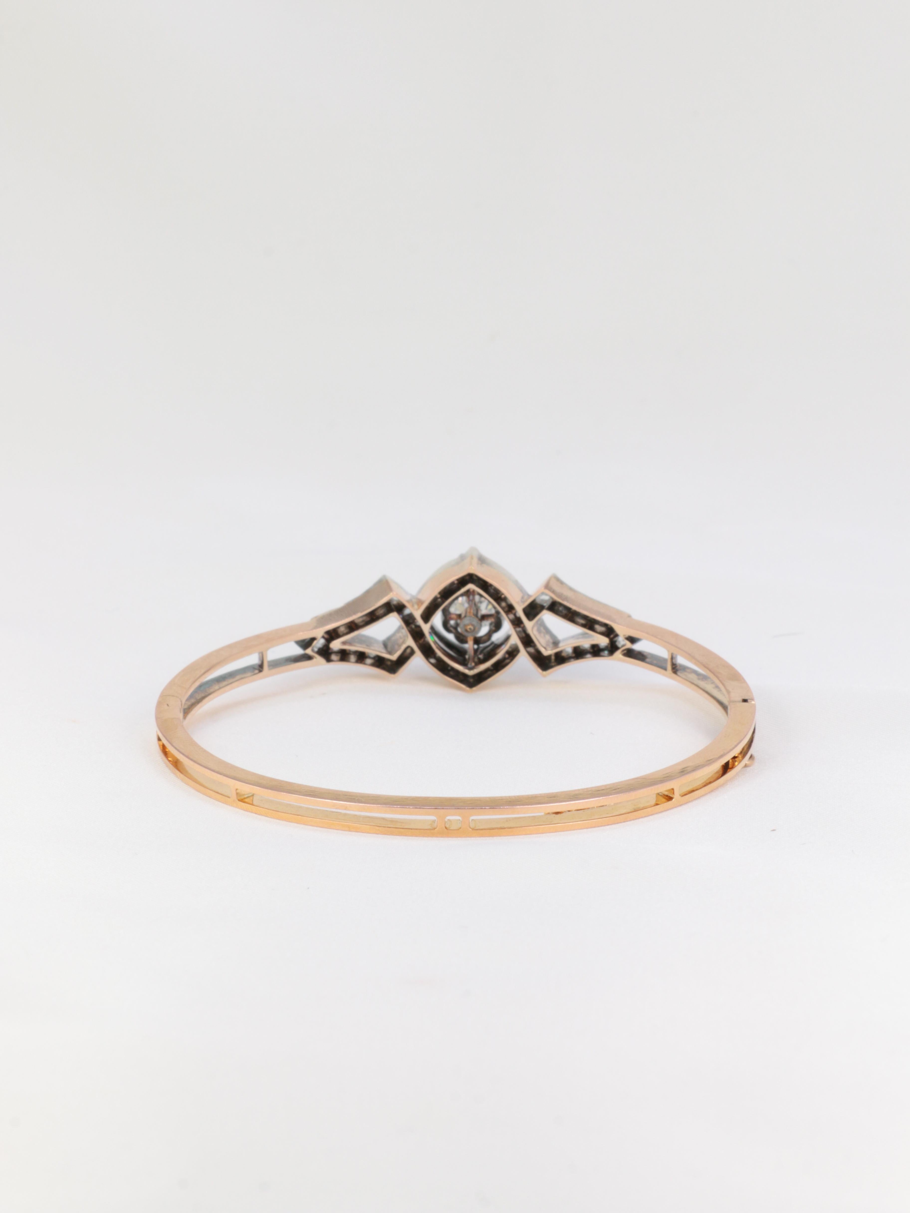 Bracelet en or rose serti de diamants de taille ancienne, fin du 19e siècle  en vente 5