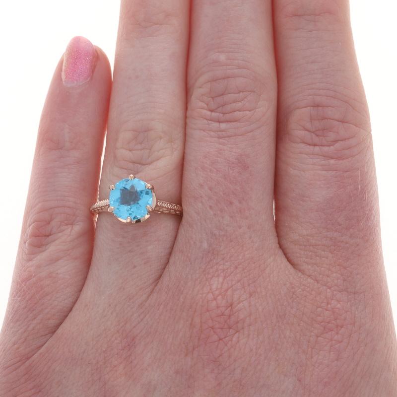 Round Cut Rose Gold Apatite Solitaire Ring - 14k Round 1.30ct For Sale