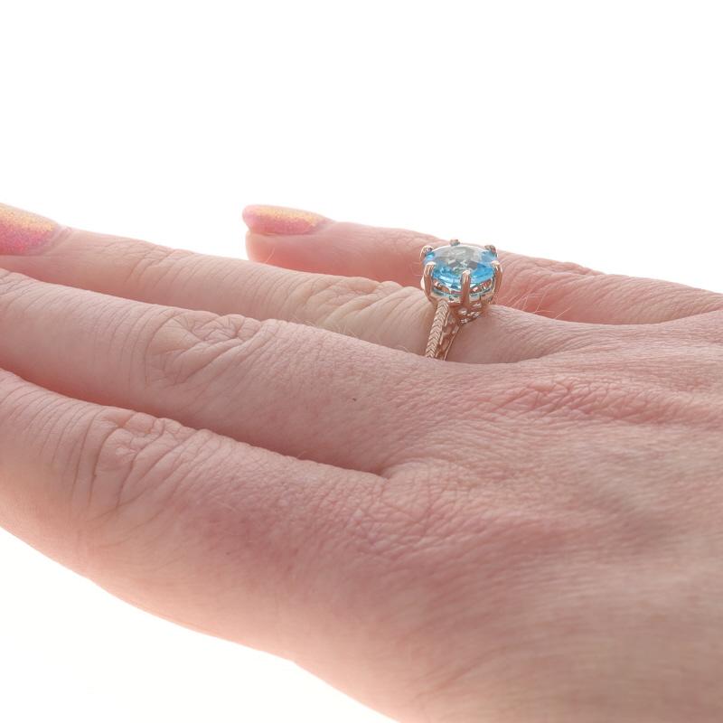 Women's Rose Gold Apatite Solitaire Ring - 14k Round 1.30ct For Sale