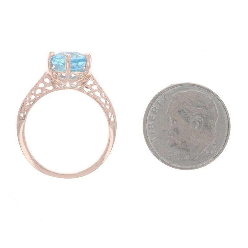 Rose Gold Apatite Solitaire Ring - 14k Round 1.30ct For Sale 1