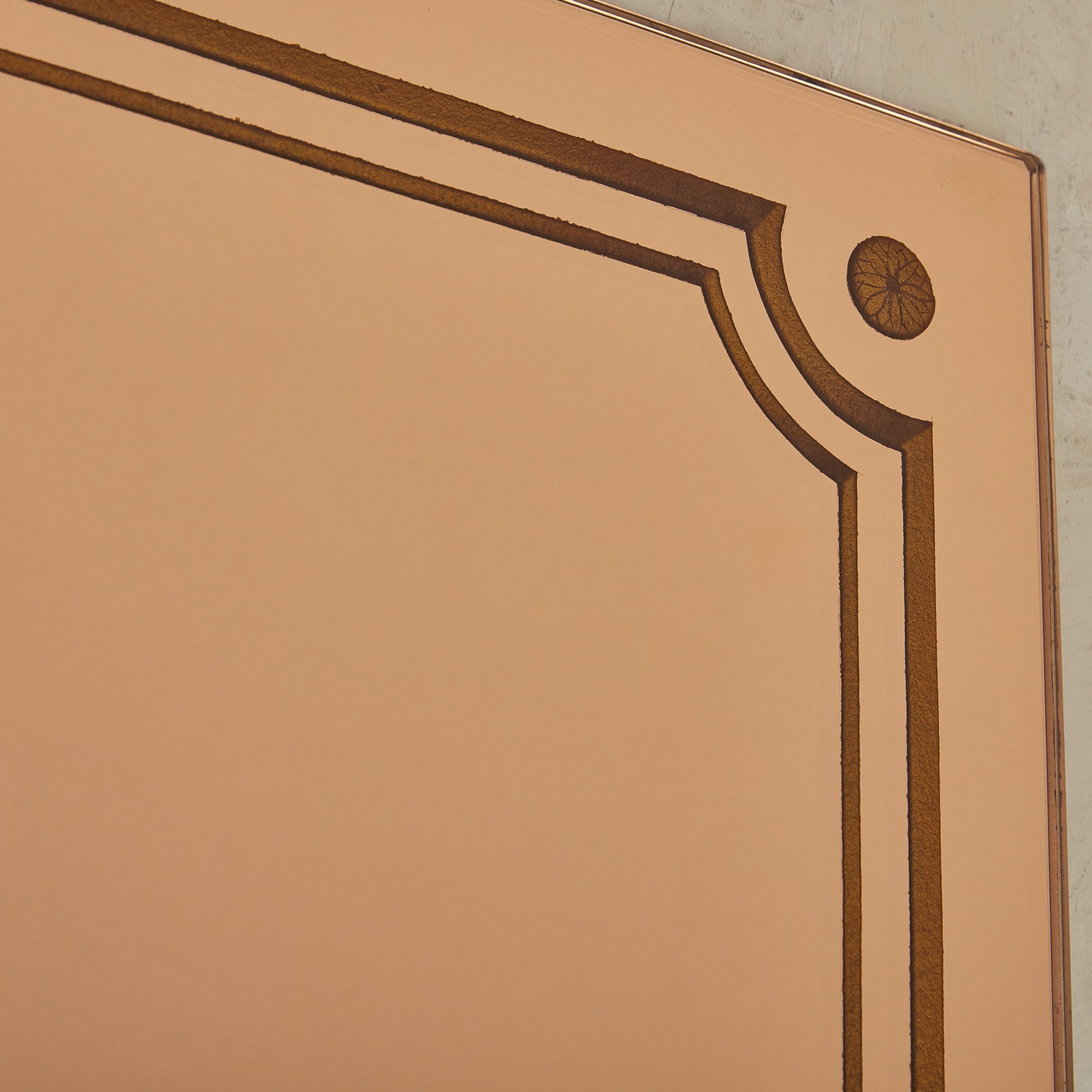Art Déco Specchio con retro dipinto in oro rosa n. 05, Francia, anni '20 in vendita