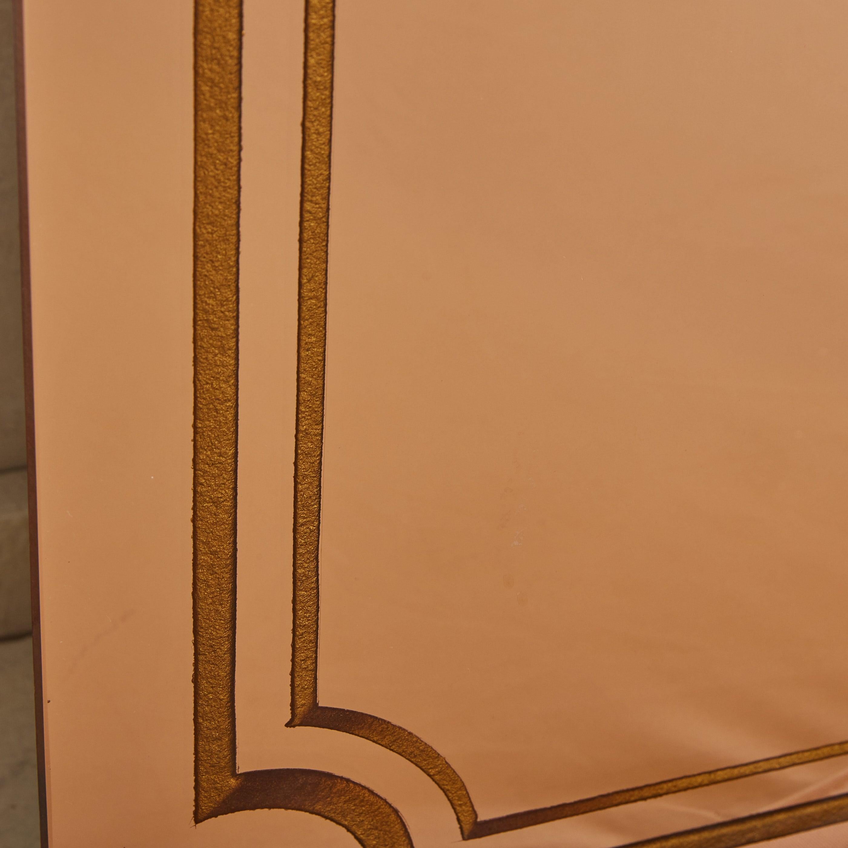Inizio XX secolo Specchio con retro dipinto in oro rosa n. 05, Francia, anni '20 in vendita