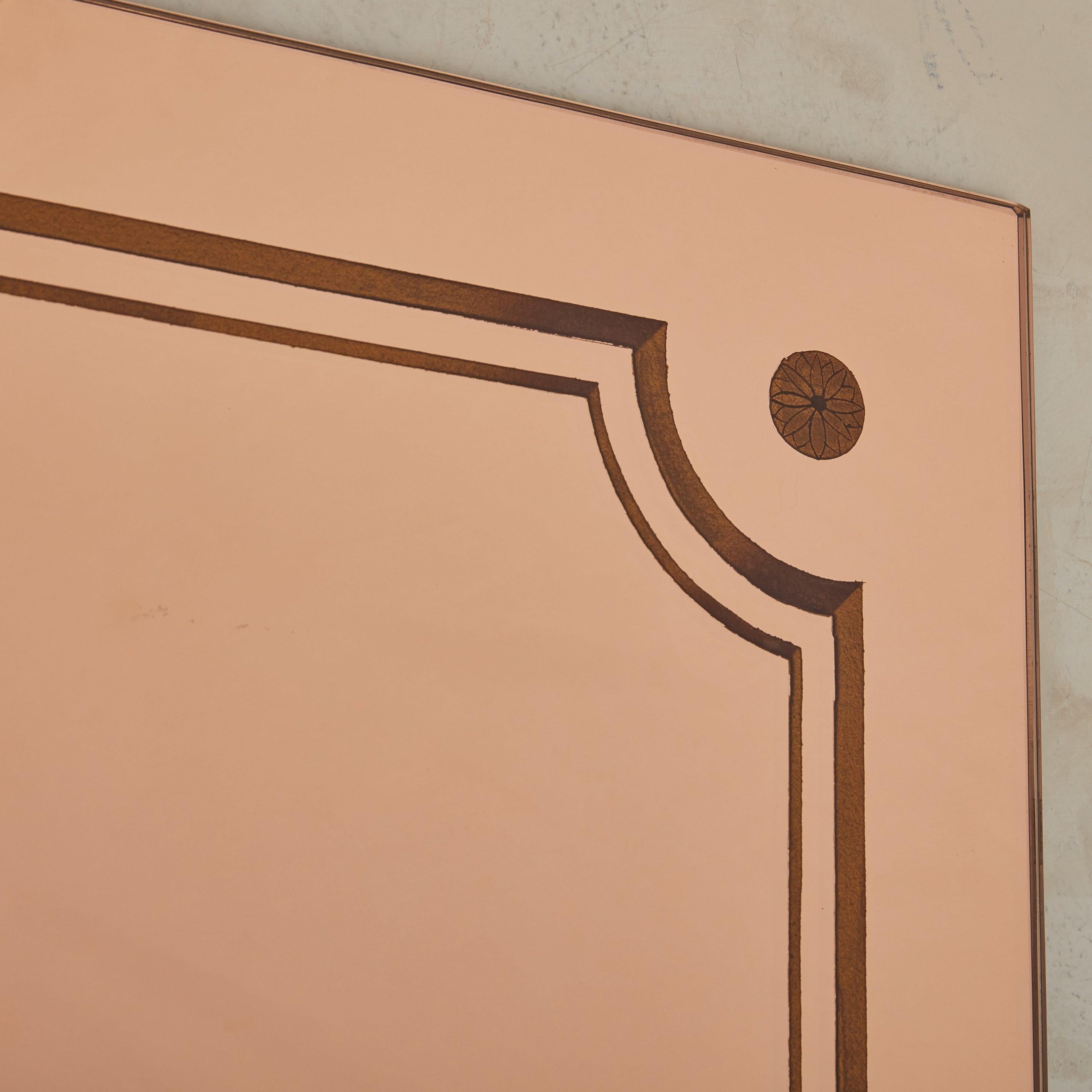 Art Déco Specchio con retro dipinto in oro rosa n. 07, Francia, anni '20 in vendita