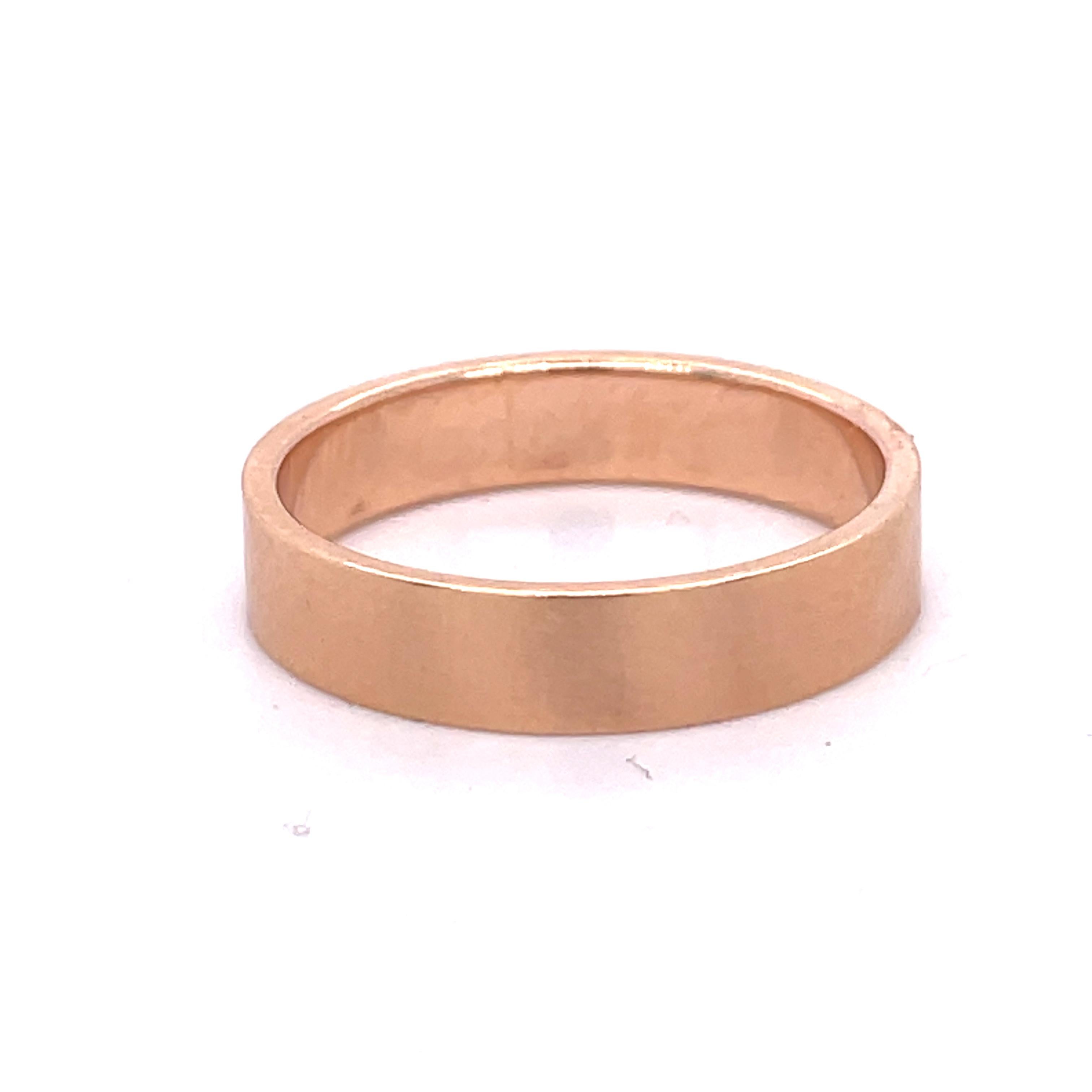 Rose Gold Band, Matte Finish Gold ring, 14K Rose gold, unique pink Wedding dand For Sale 1
