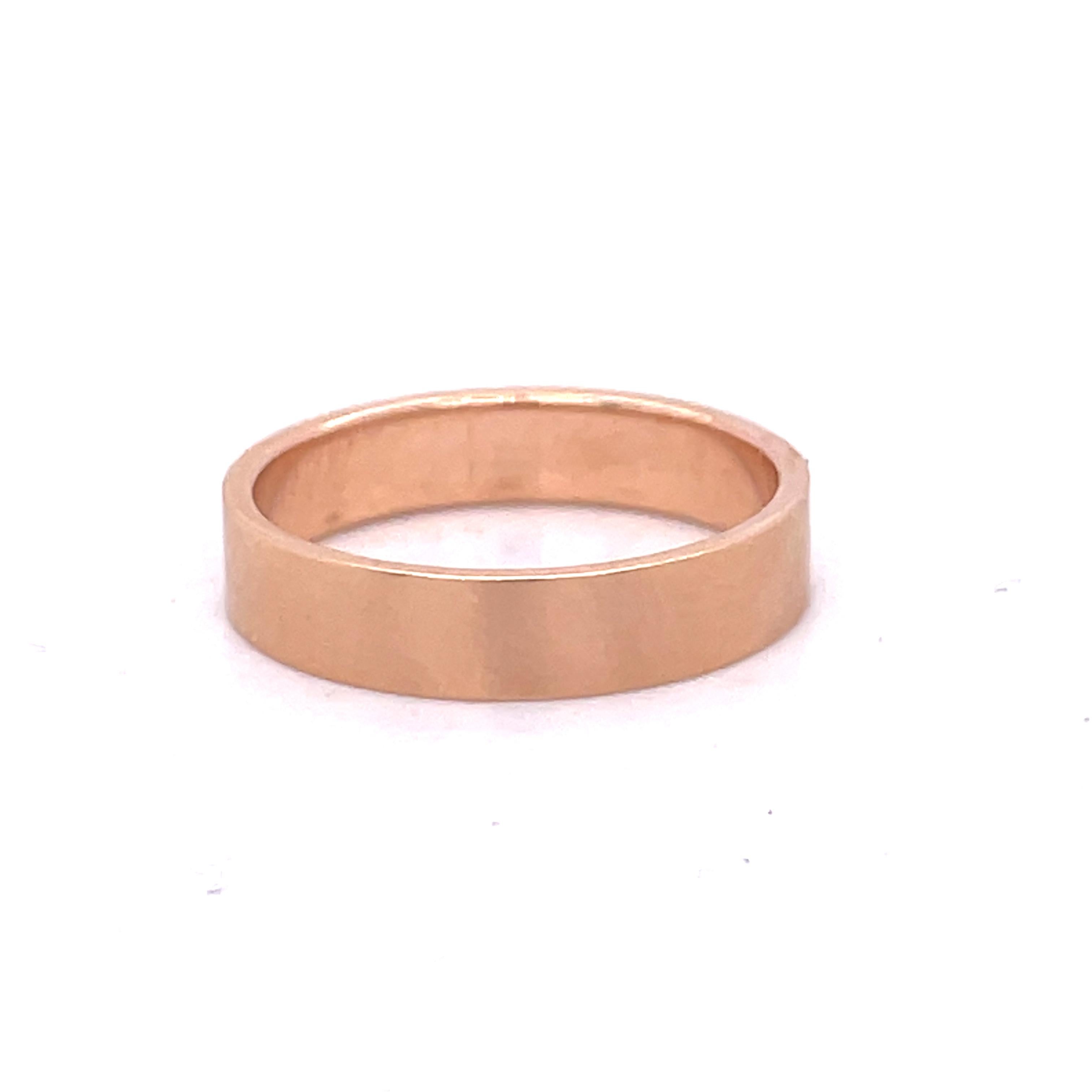 Rose Gold Band, Matte Finish Gold ring, 14K Rose gold, unique pink Wedding dand For Sale 2