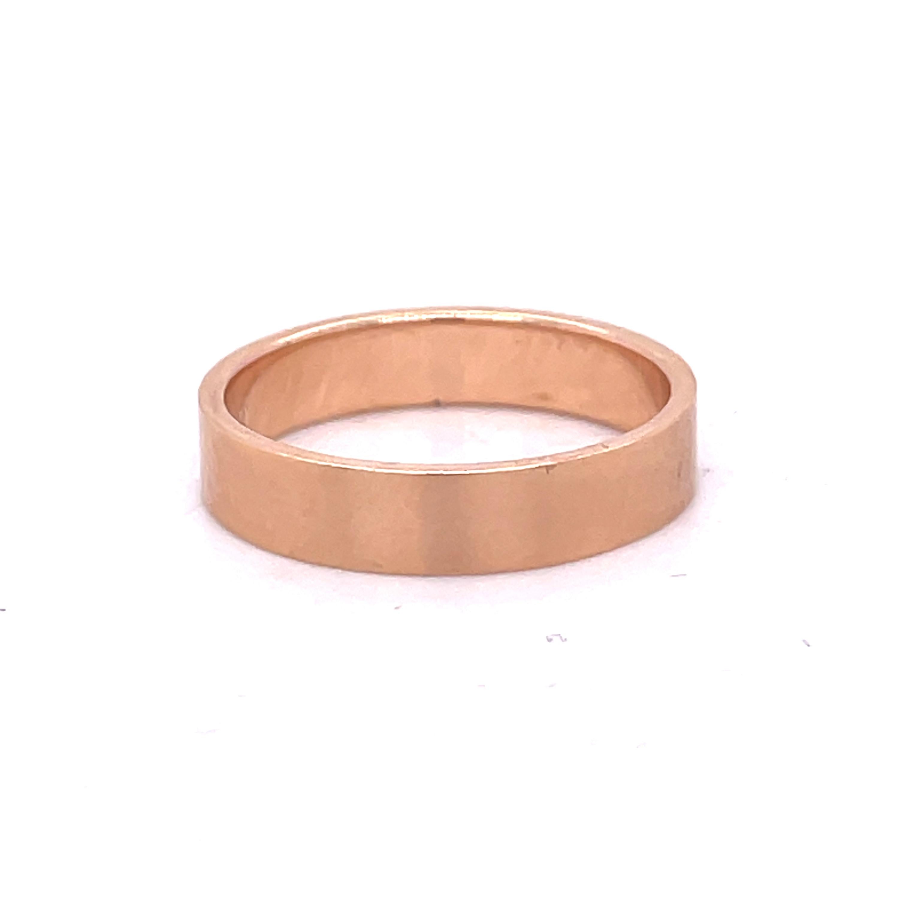 Rose Gold Band, Matte Finish Gold ring, 14K Rose gold, unique pink Wedding dand For Sale 3
