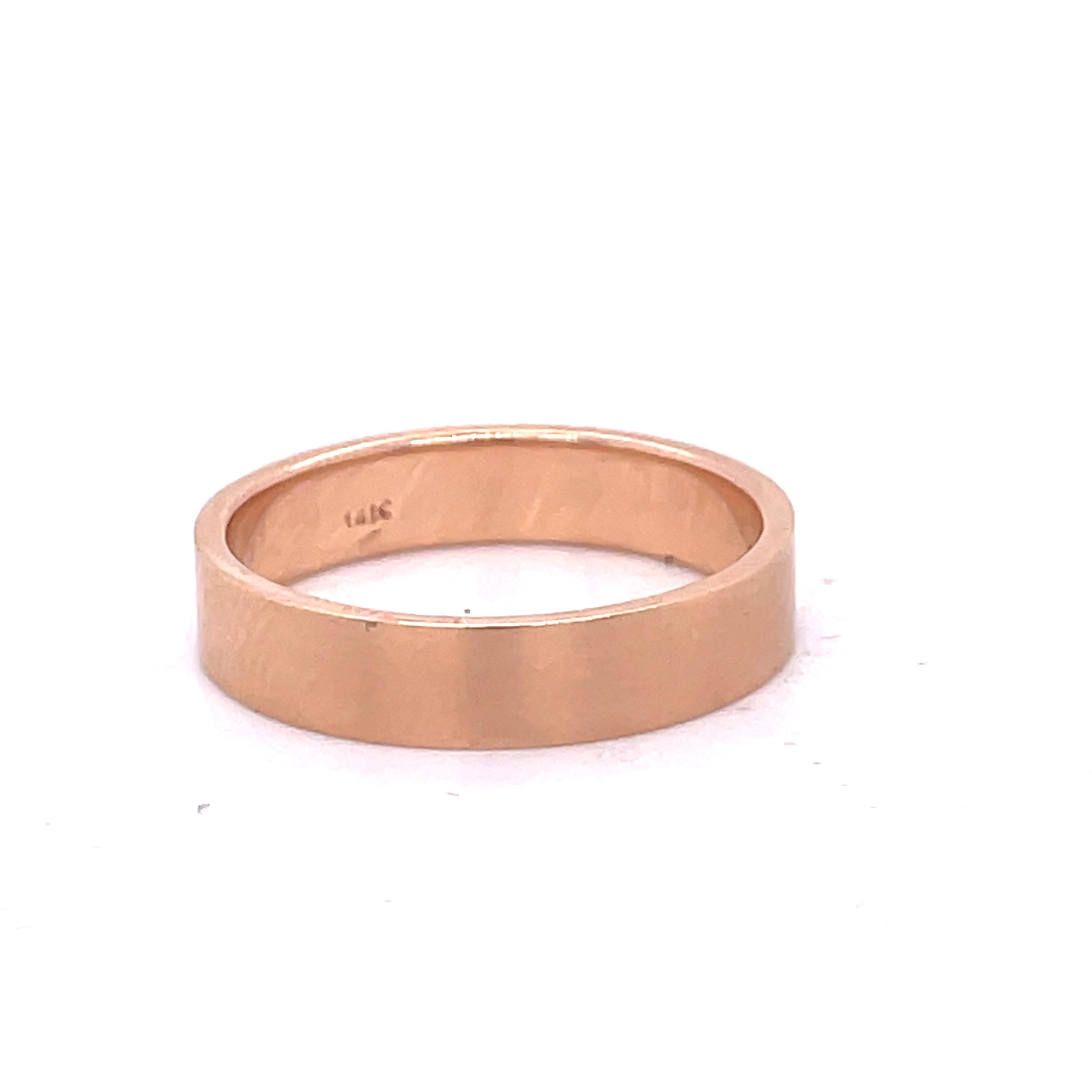 Rose Gold Band, Matte Finish Gold ring, 14K Rose gold, unique pink Wedding dand For Sale 4