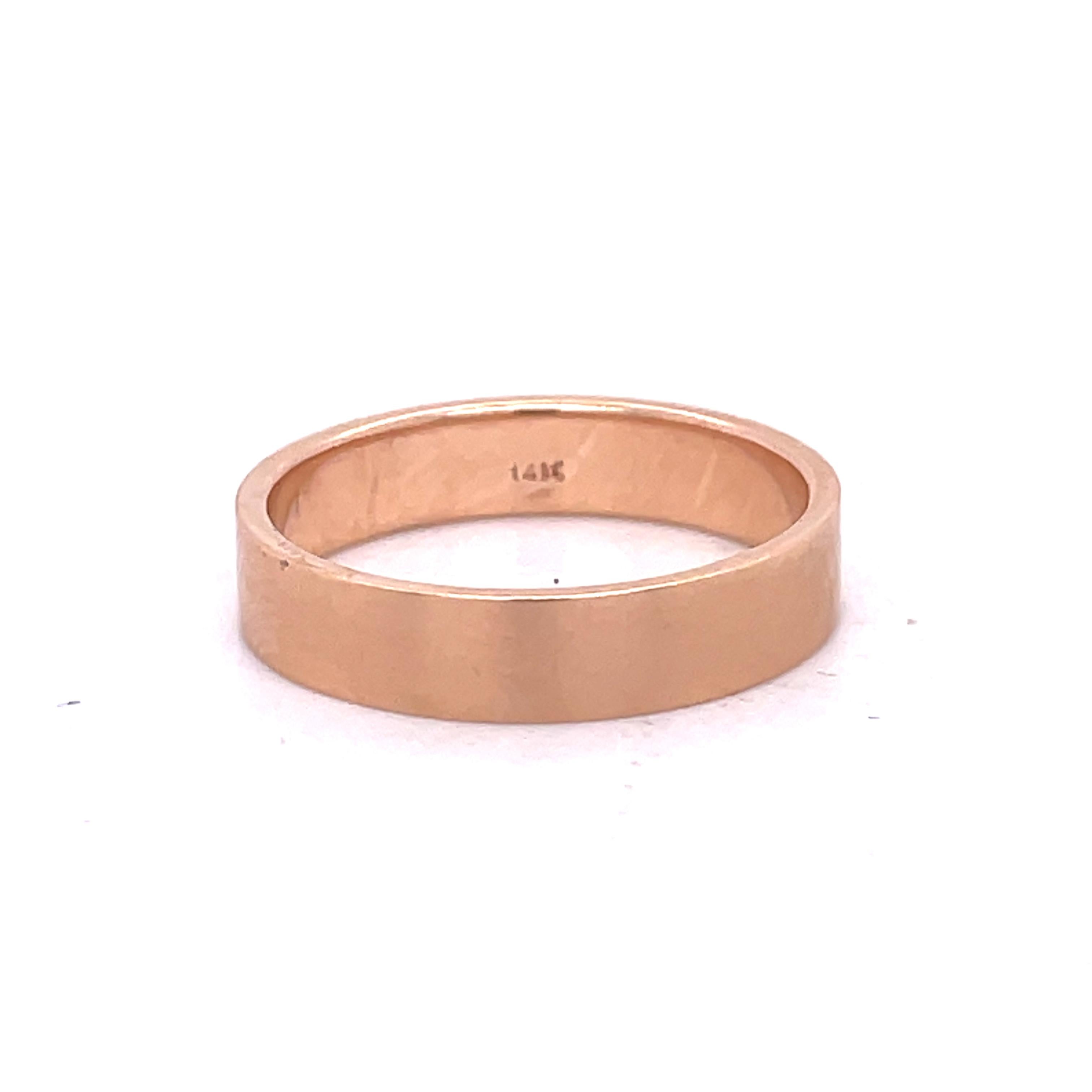 Rose Gold Band, Matte Finish Gold ring, 14K Rose gold, unique pink Wedding dand For Sale 5