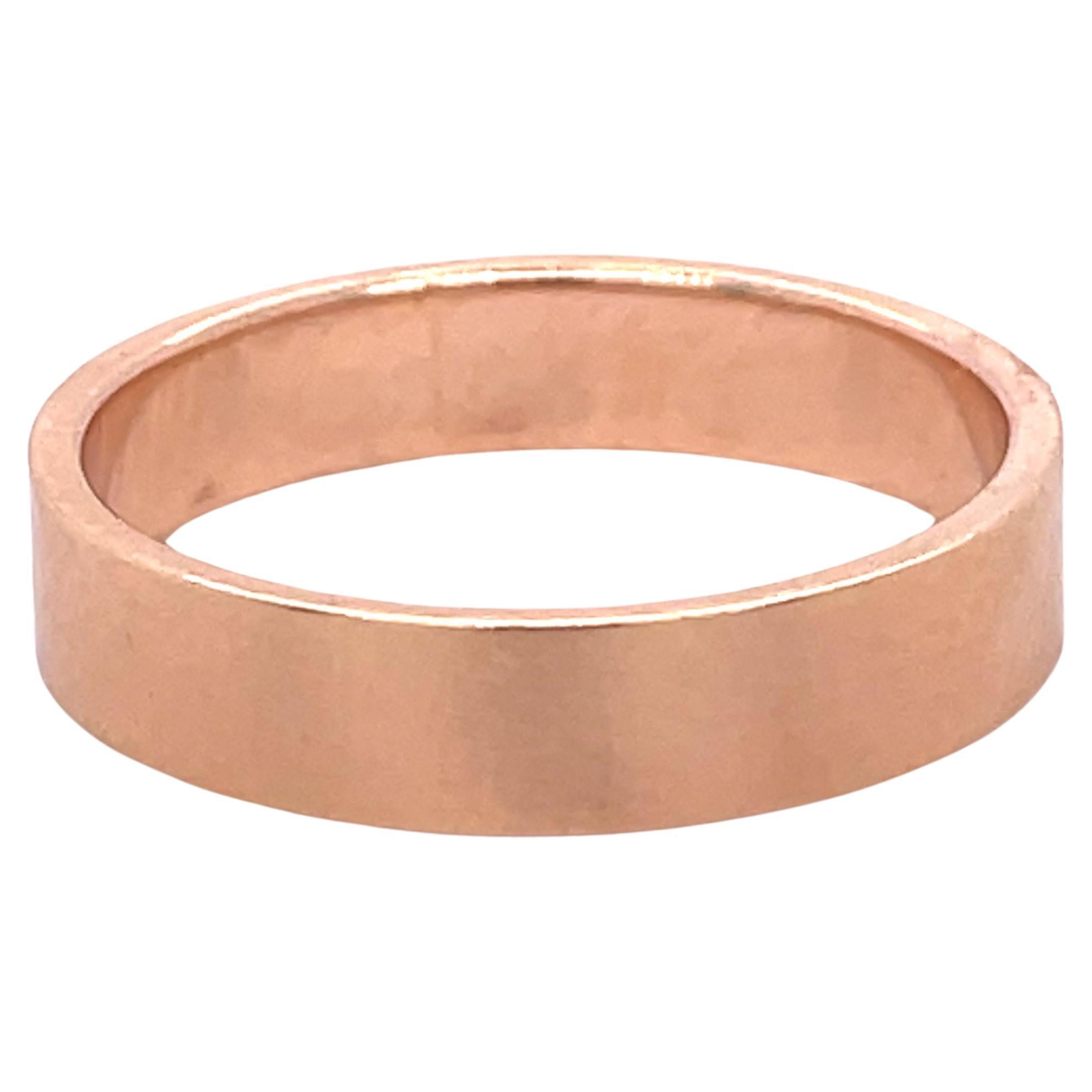Rose Gold Band, Matte Finish Gold ring, 14K Rose gold, unique pink Wedding dand For Sale