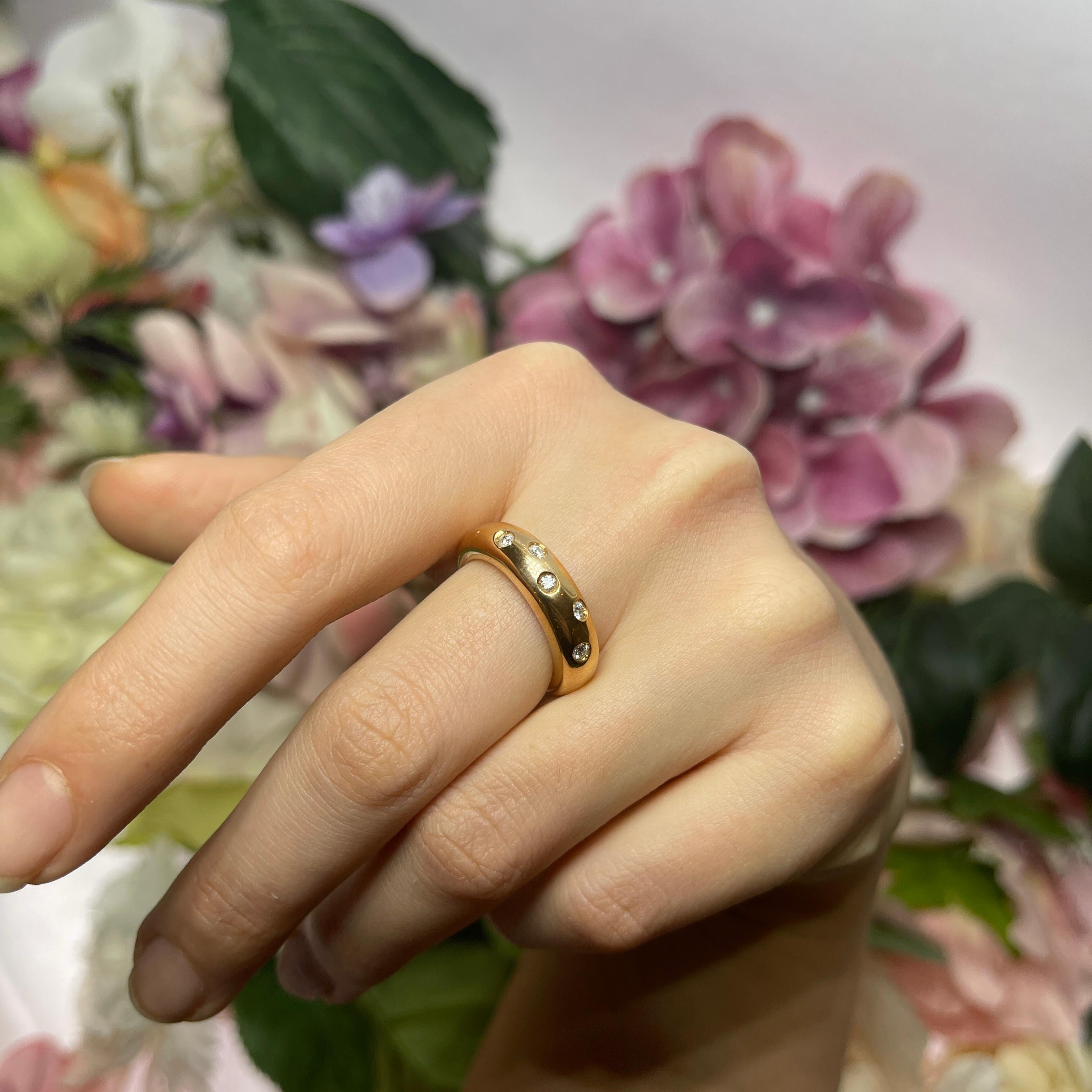 Rose Gold Band Ring with Diamond Accents For Sale 3