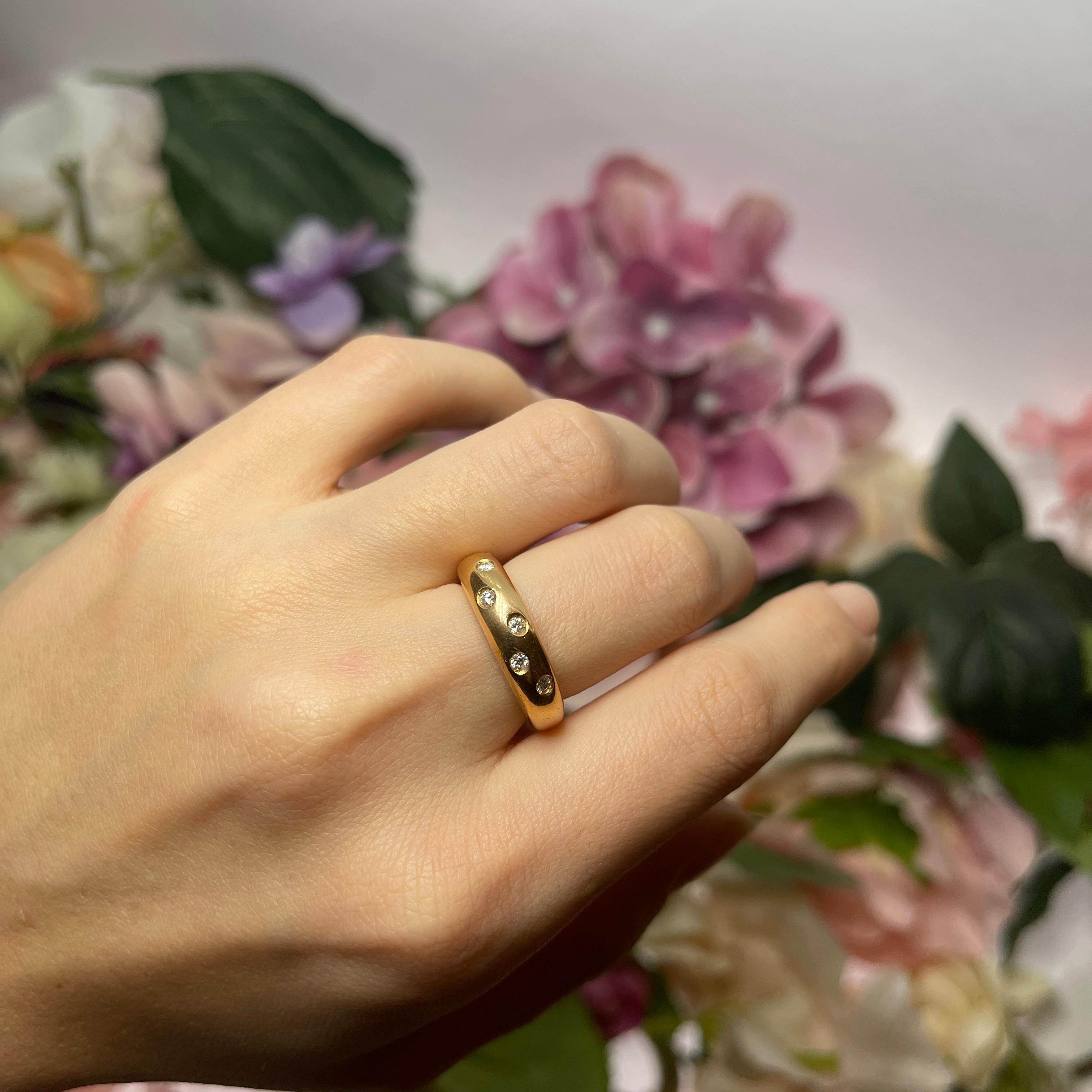 Rose Gold Band Ring with Diamond Accents For Sale 4