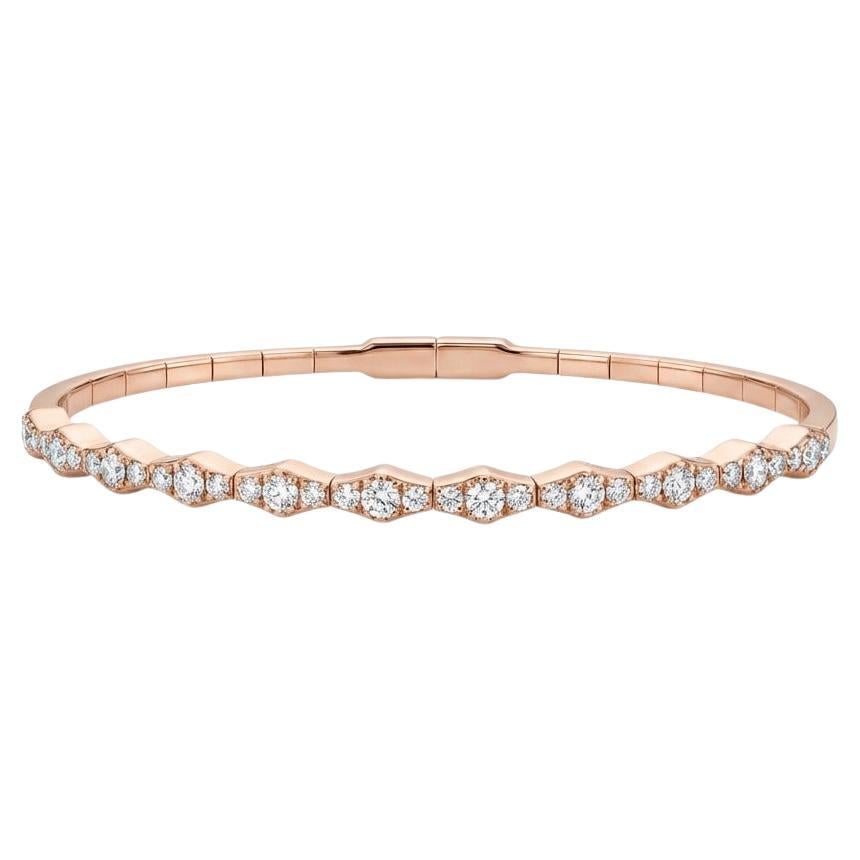 Rose Gold Bangle with 0.90 Carat Brilliant-Cut Diamonds