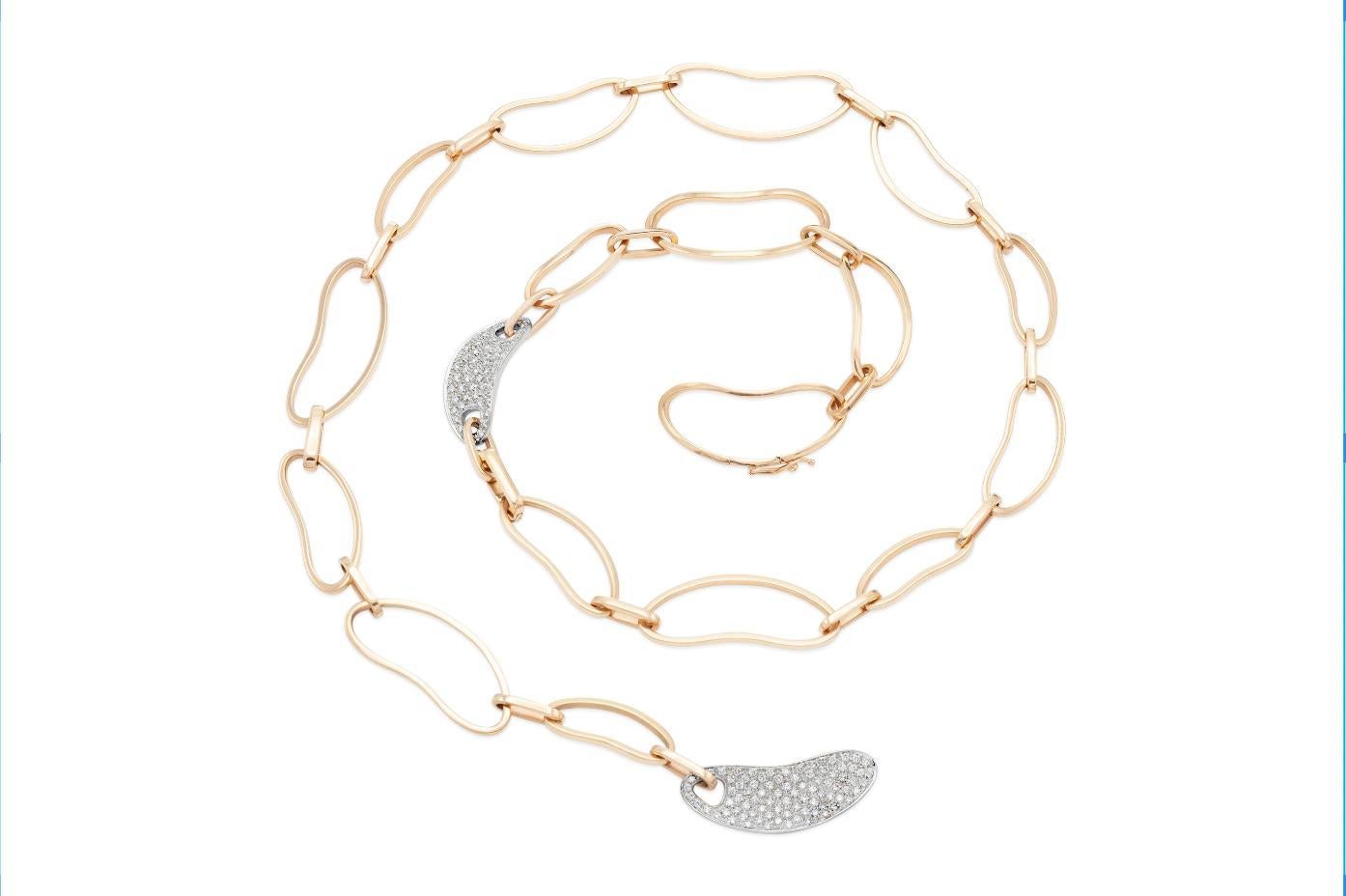 Finely crafted in 18k white and rose gold featuring Round Brilliant cut Diamonds weighing a total of approximately 2.50 carats.
27 1/4 inches (breaks into 20 1/4 inch necklace and 7 inch bracelet)