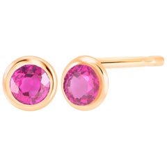 Rose Gold Bezel Set Baby Pink Sapphires Stud Earrings