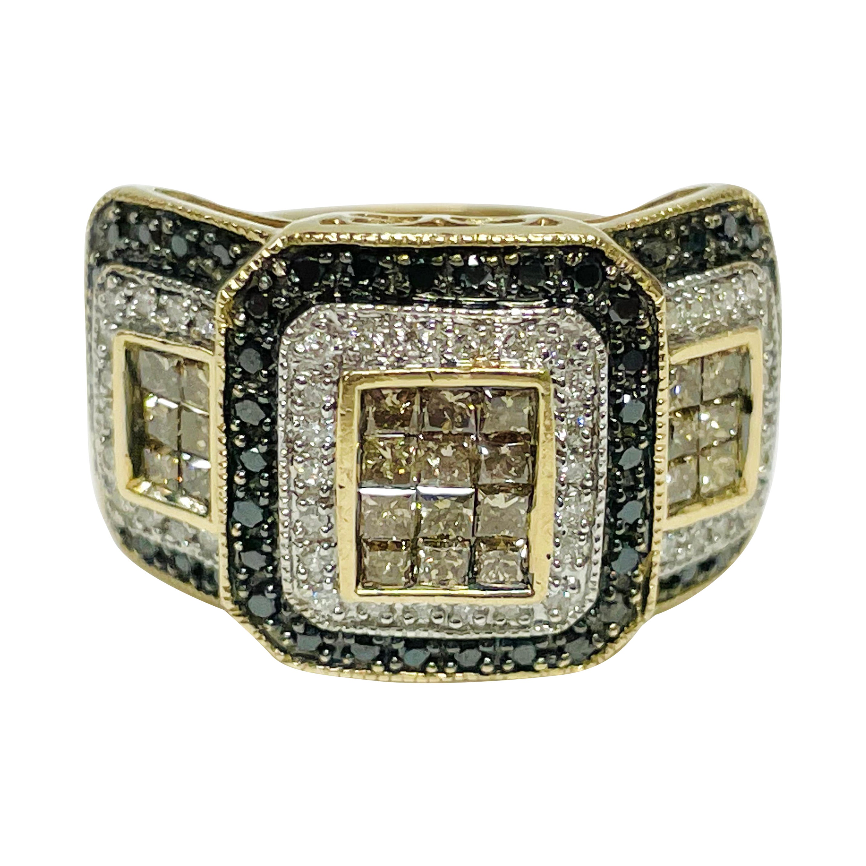 Anello con diamante bianco in oro rosa Black Cognac in vendita