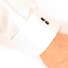 Black Onyx Cufflinks 9 Karat Rose Gold Handcrafted in Italy