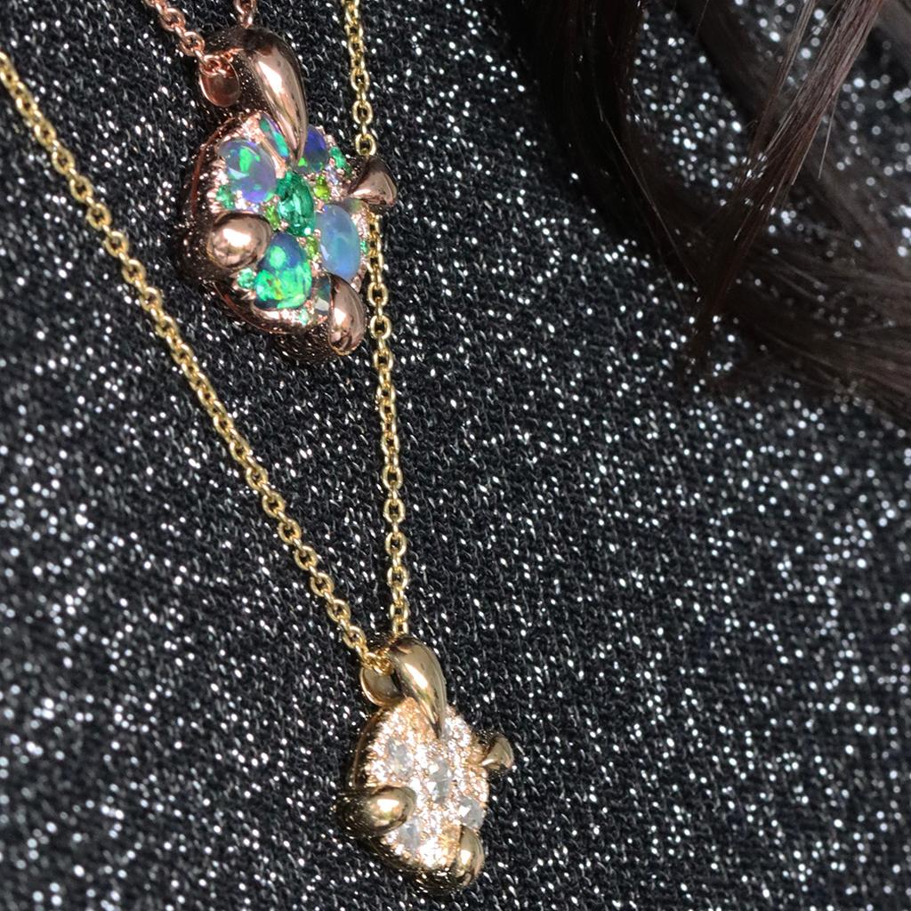 Rose Gold Black Opal Emerald Sapphire Demantoid Diamond Pave Pendant  For Sale 11