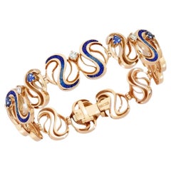 Armband aus Roségold aus Roségold mit weißen Diamanten und blauen Saphiren