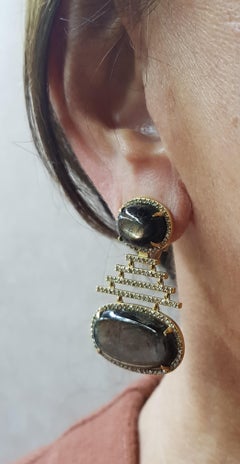 Rose Gold Brown Diamond Golden Brown Chocolate Sapphire Earrings