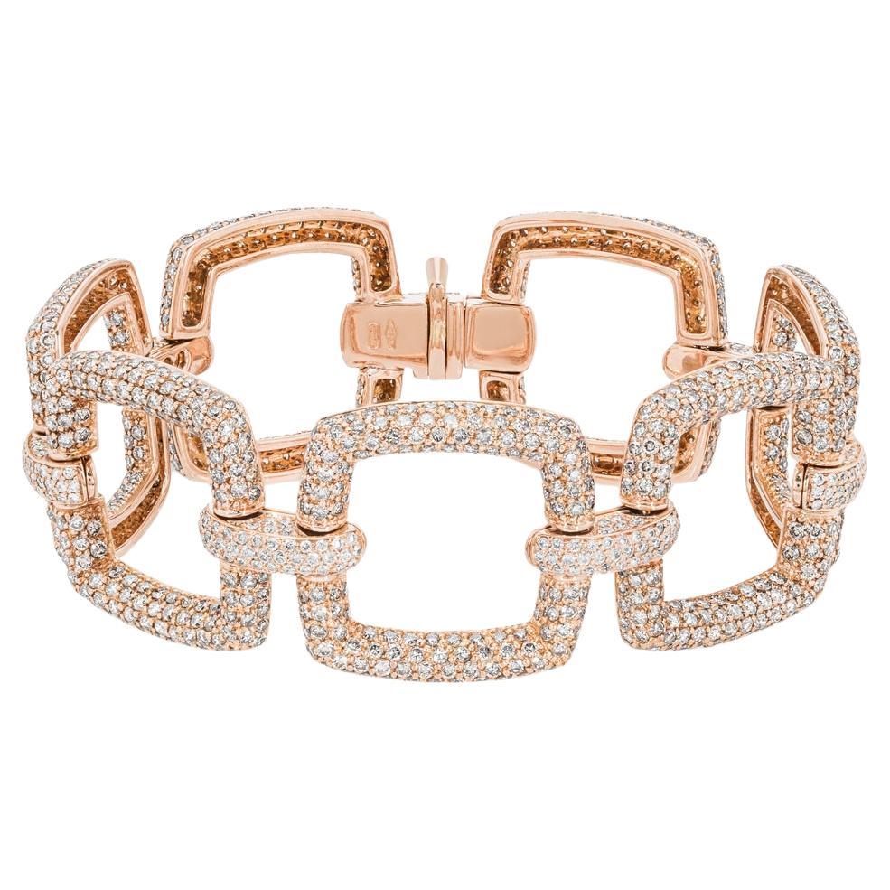 Rose Gold Brown & White Diamond Link Bracelet 13.65 Carat TDW For Sale