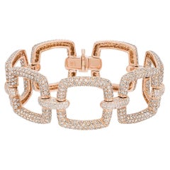 Bracciale A Link in oro rosa con diamanti bianchi e marroni 13,65ct TDW