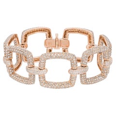 Rose Gold Brown & White Diamond Link Bracelet 13.65 Carat TDW