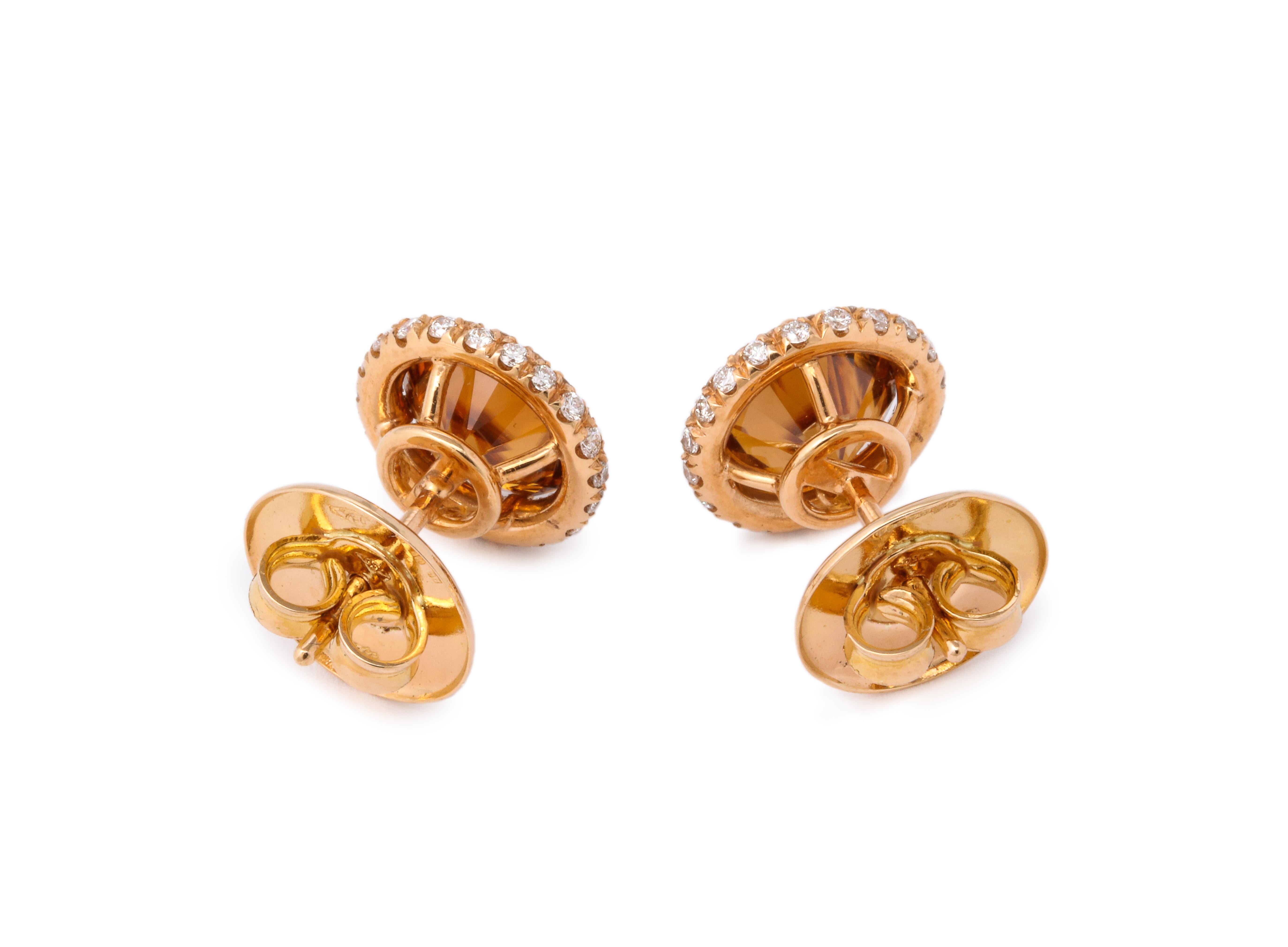 Michael Kanners Rose Gold Brown Zirkon und Diamant Ohrstecker (Zeitgenössisch) im Angebot