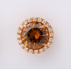Rose Gold Brown Zircon Diamond Stud Earrings