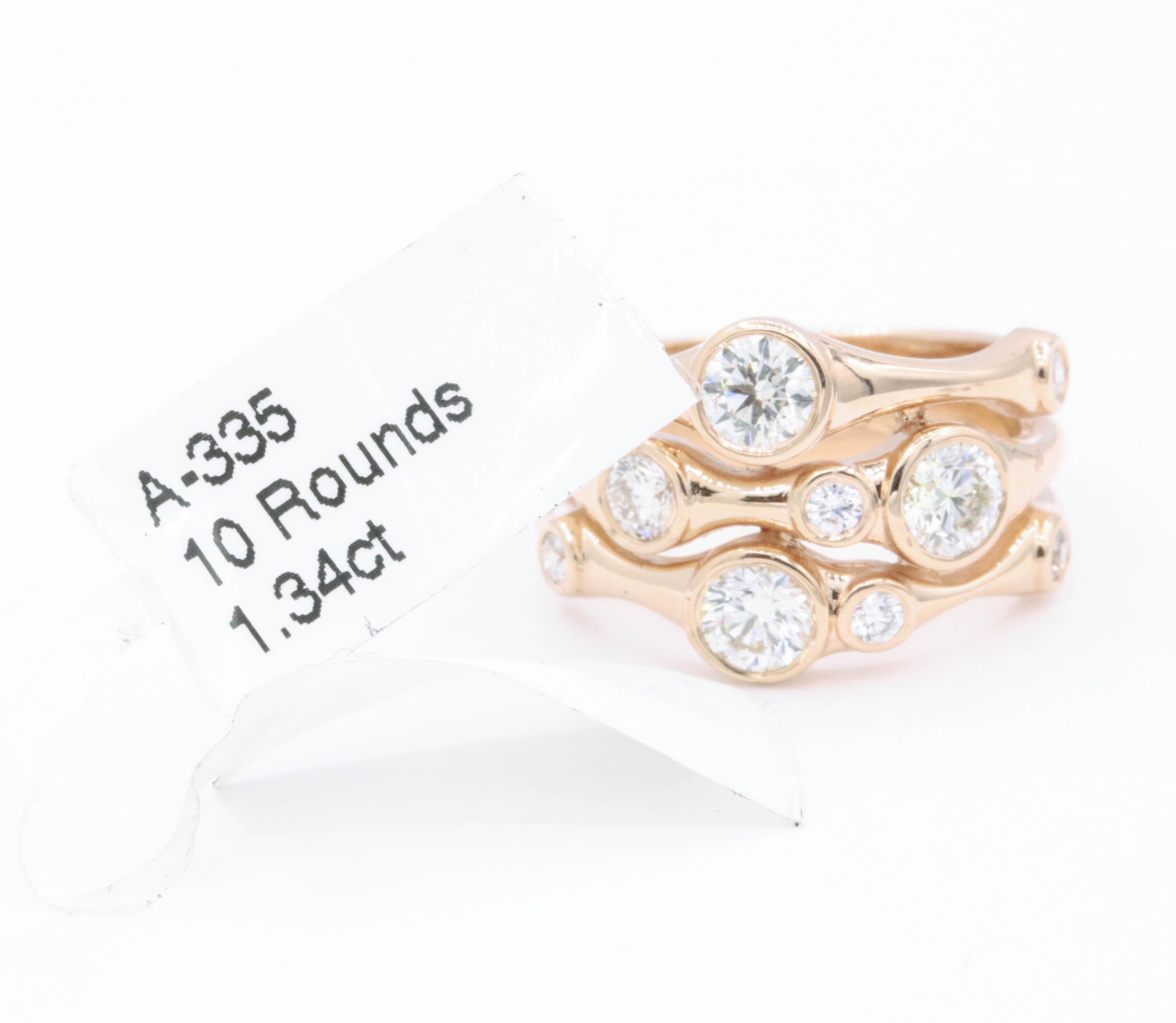 Rose Gold Bubble Ring 1.34 Carat 14K White Gold In New Condition For Sale In New York, NY