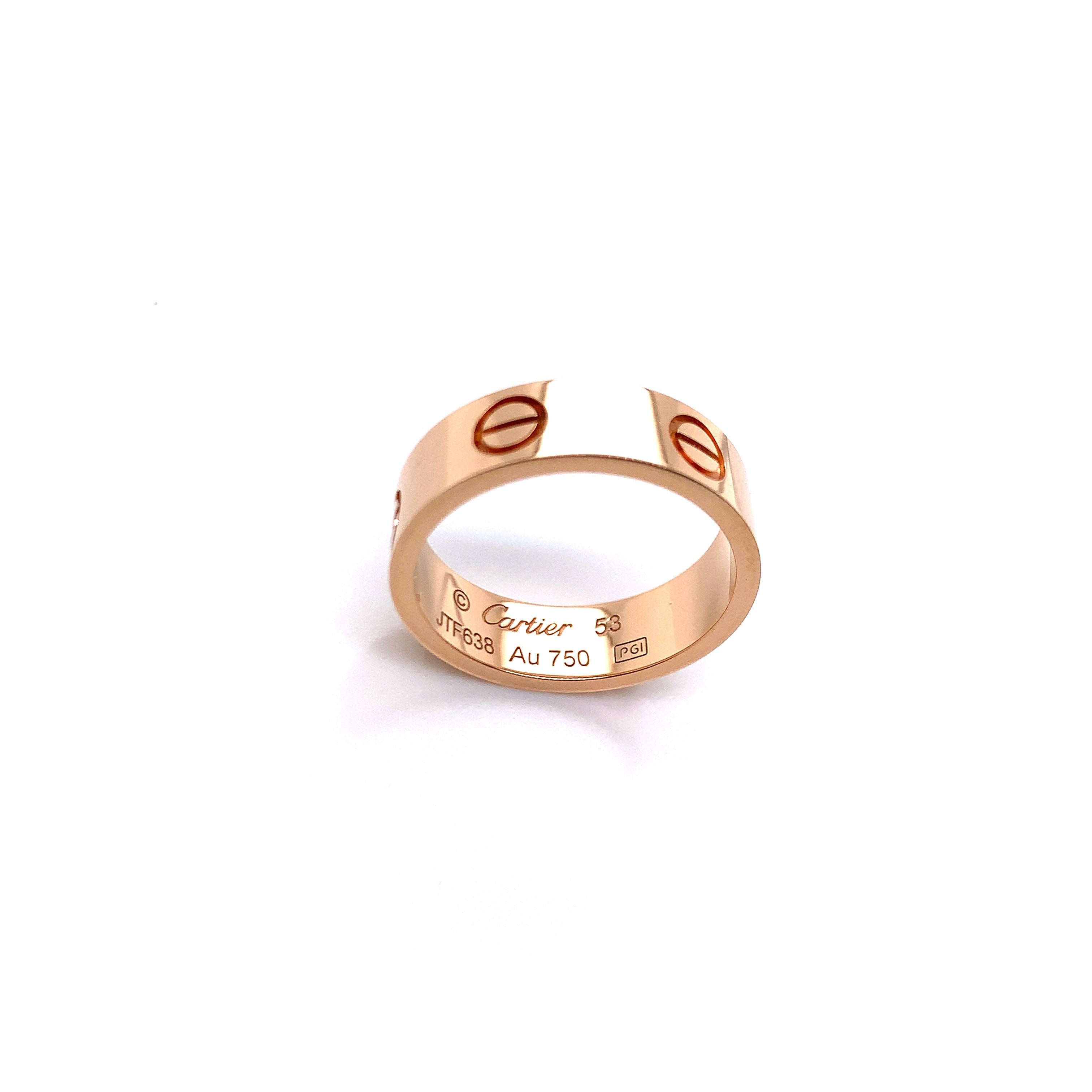 Rose Gold Cartier Love Ring In Excellent Condition For Sale In New York, NY