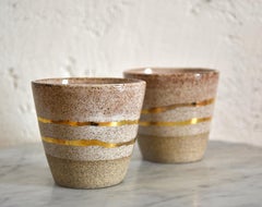 Rose Gold Ceramic Whiskey Cups with 22-Karat Gold Luster by Kim Brown