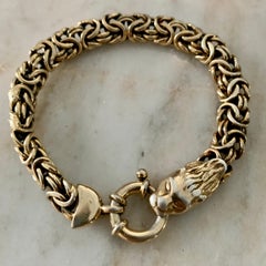 Rose Gold Chain Mail Bracelet with Lion Closure