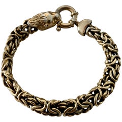 Rose Gold Chain Mail Bracelet with Lion Closure
