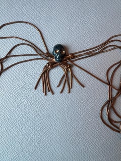 Rose Gold Chain Necklace with Stud Pendants and Skull Enamel Blue Glitter