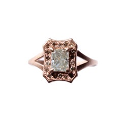 Rose Gold Champagne Halo Diamond Ring with Split Shank