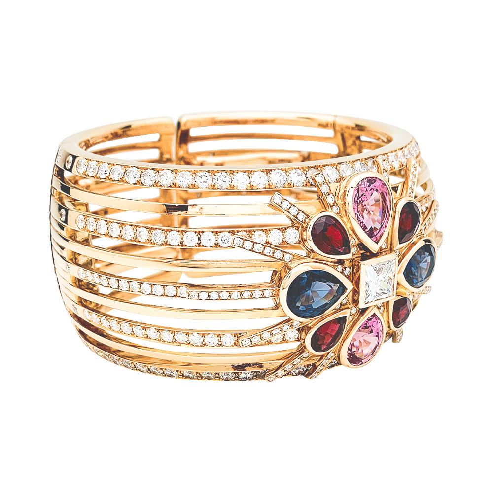 A 18K rose gold Lorenz Baümer for Chanel rigid open worked bracelet, 