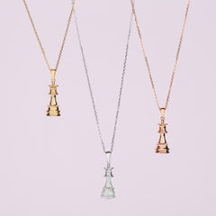 Rose Gold Chess Queen Pendant Necklace