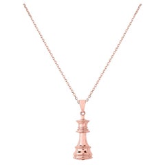 Collana con ciondolo Regina degli Scacchi in oro rosa
