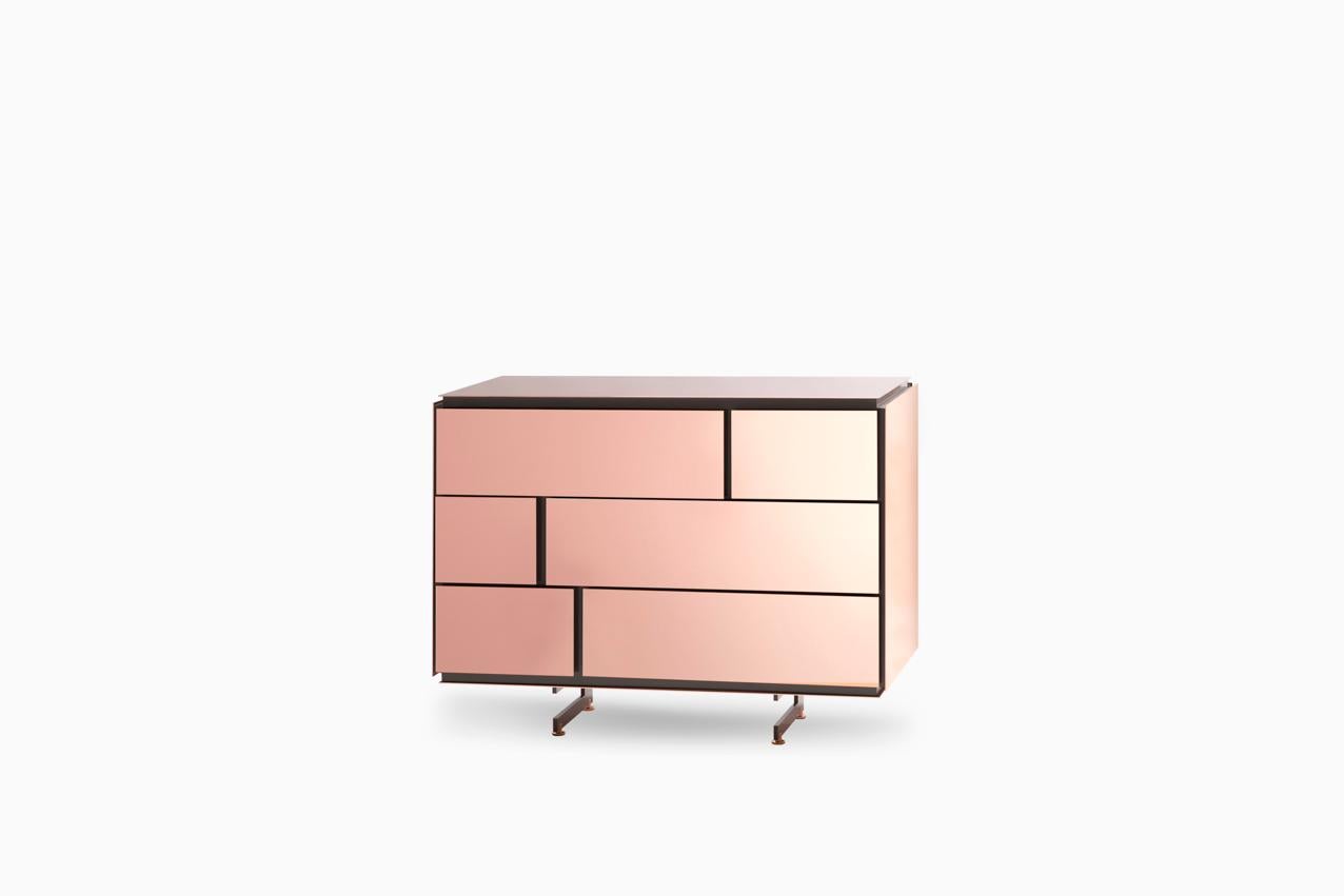 Post-Modern Rose Gold Chest of Drawers by SEM For Sale