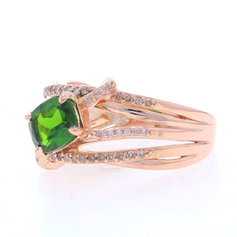 Bague croisée Diopside en or rose chromé, coussin 10 carats 1,62 carat Excellent état - En vente à Greensboro, NC