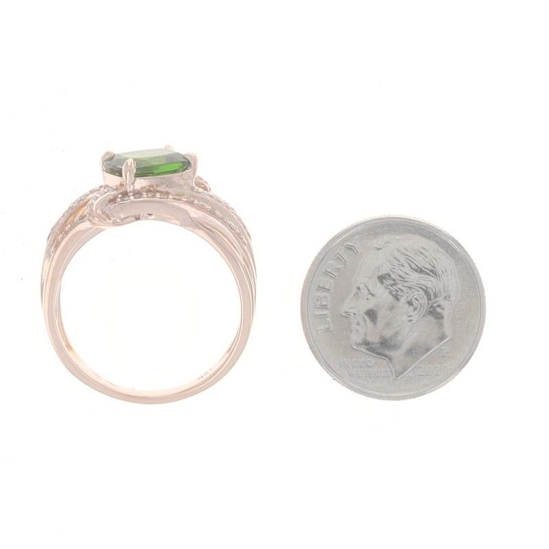 Anello crossover con diamante al cromo e dipside in oro rosa - 10k Cushion 1.62ctw in vendita 1