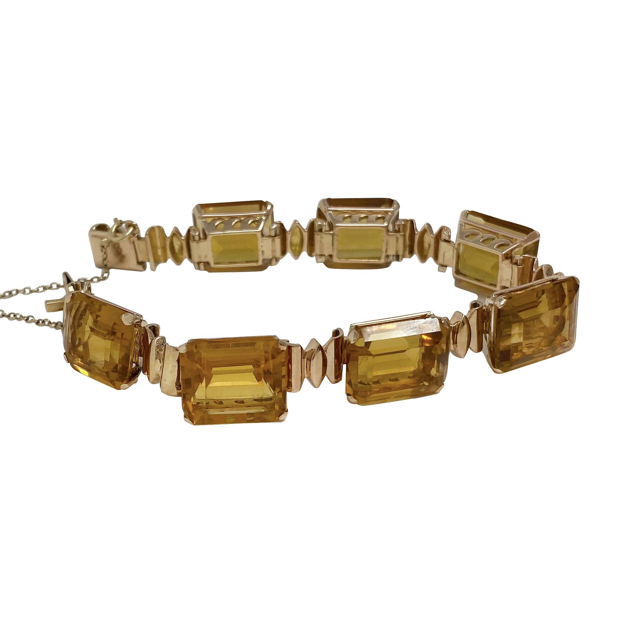 Radiant Cut Rose Gold Citrine Bracelet