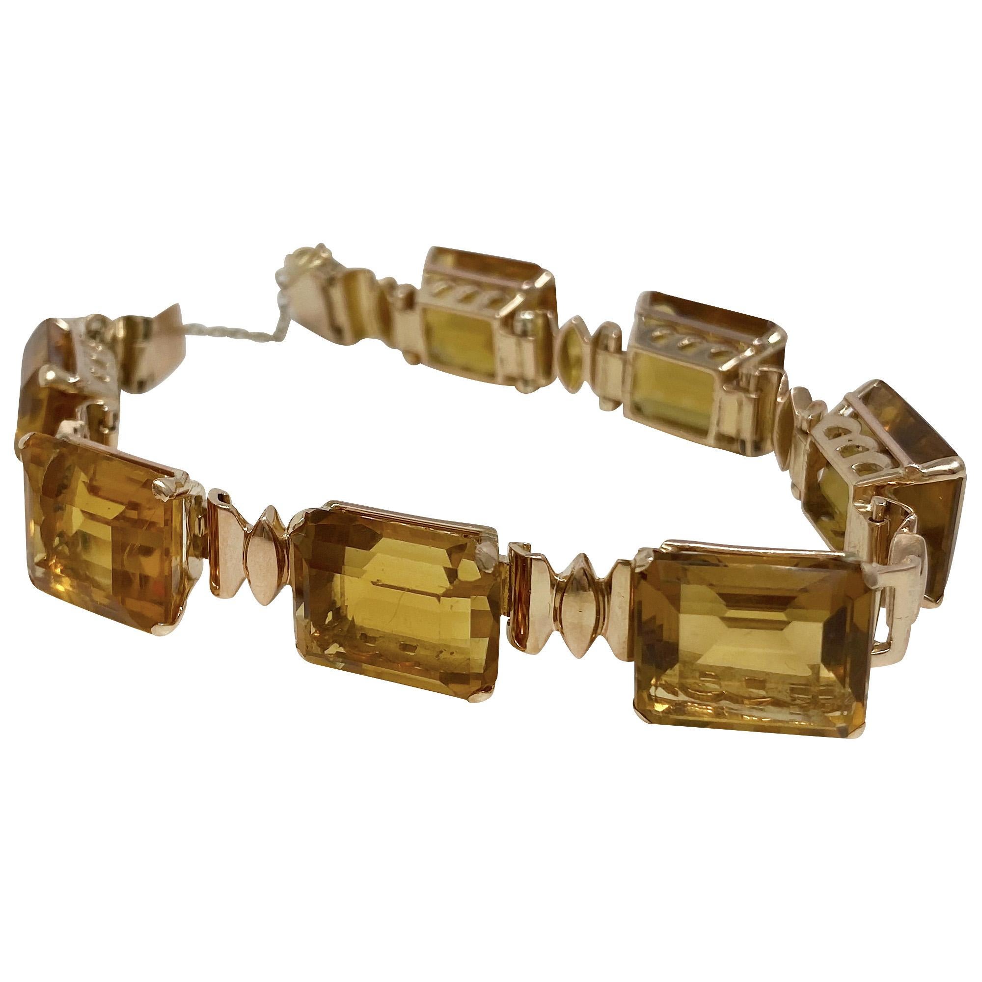 Women's or Men's Rose Gold Citrine Bracelet