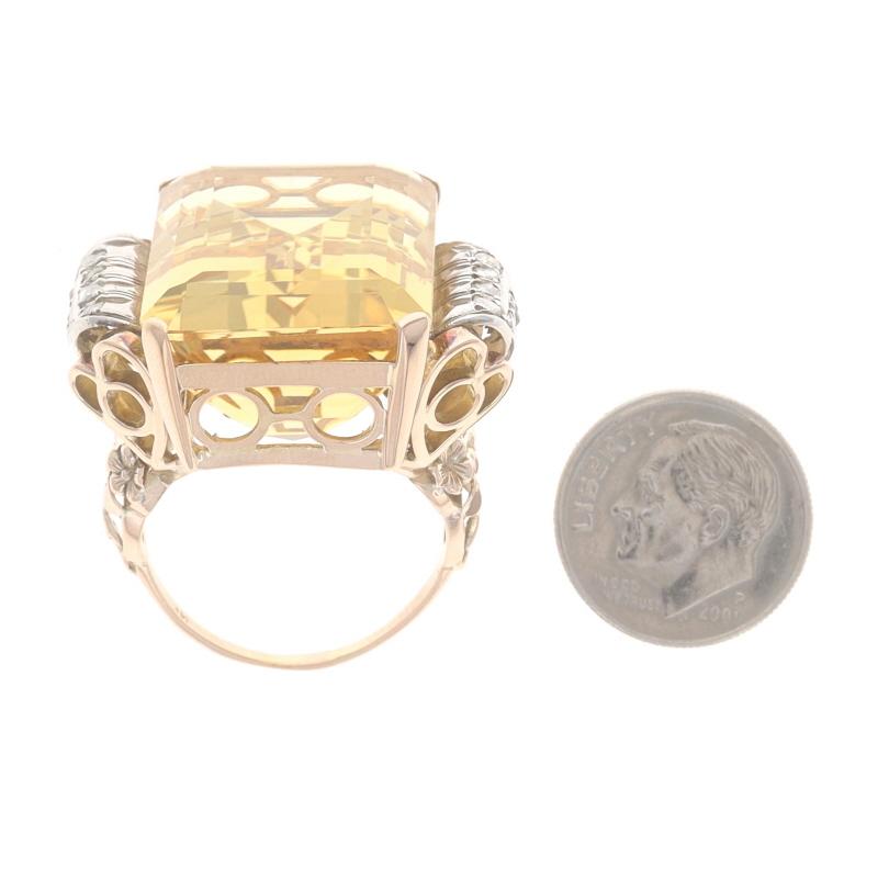 Rose Gold Citrin Diamant Retro Ring - 14k Emer 45.97ctw Floral Vintage Cocktail Damen im Angebot