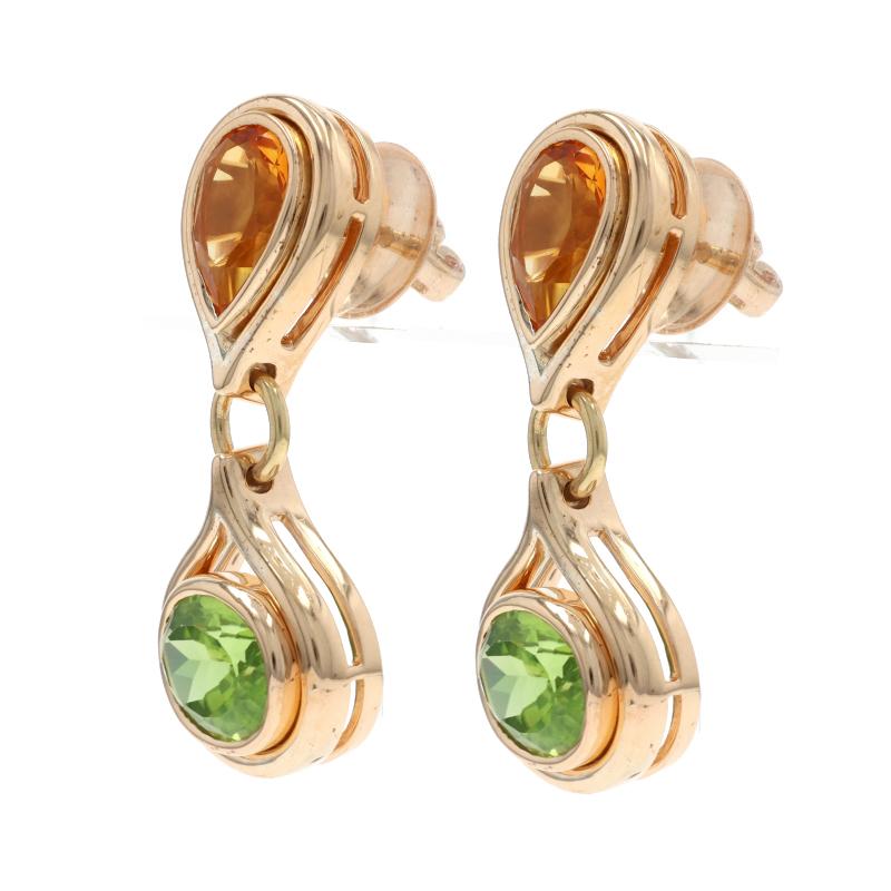 Rose Gold Citrin Peridot Teardrop Baumeln Ohrringe 18k Birne 8,20ctw (Tropfenschliff) im Angebot