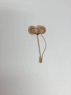 Rose Gold Cleat Collar Pin with Brown Diamonds